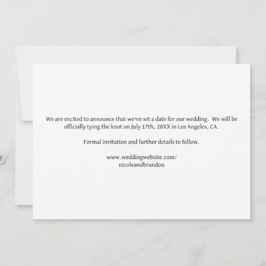 Zwart & Wit Fotokalender Bruiloft Save The Date (Achterkant)