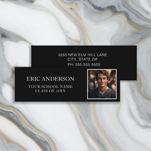 Zwart Wit Fotoklasse van 2024 Afstuderen Mini Visitekaartje