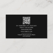 Zwart-wit fotominimalistisch script QR-code Visitekaartje (Achterkant)