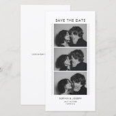Zwart-wit fotostrip bruiloft save the date (Voorkant / Achterkant)