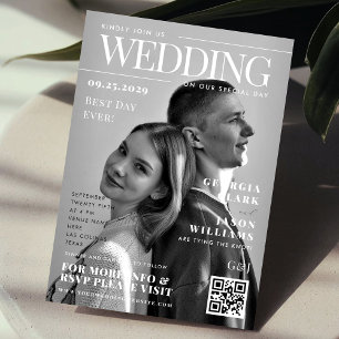 Zwart & Wit Fototijdschrift Hoesje Unique Wedding Kaart