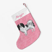 Zwart-wit fototoon op roze harten kleine kerstsok (Achterkant (Hangend))