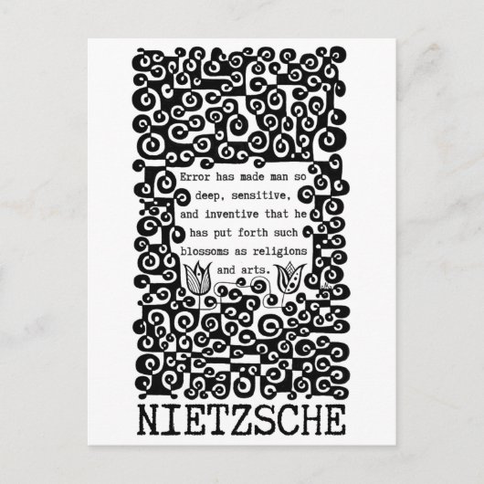 Zwart-wit FOUT citaat Nietzsche Briefkaart (Voorkant)