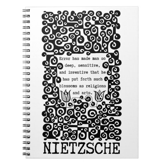 Zwart-wit FOUT citaat Nietzsche Notitieboek (Voorkant)