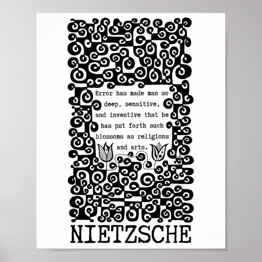 Zwart-wit FOUT citaat Nietzsche Poster (Voorkant)