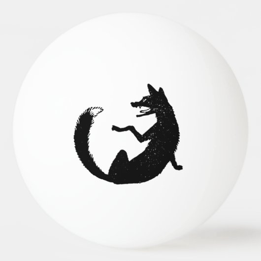 Zwart-wit Fox Tribal Tattoo Symbool Pingpongbal (Voorkant)