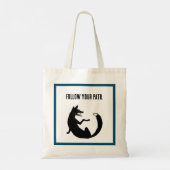 Zwart-wit Fox Tribal Tattoo Symbool Tote Bag (Achterkant)