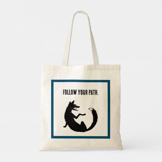 Zwart-wit Fox Tribal Tattoo Symbool Tote Bag (Achterkant)