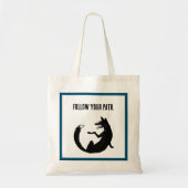Zwart-wit Fox Tribal Tattoo Symbool Tote Bag (Voorkant)