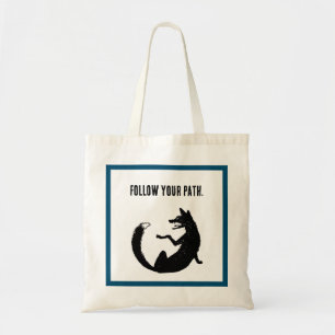 Zwart-wit Fox Tribal Tattoo Symbool Tote Bag