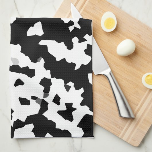 Zwart wit fractaal onregelmatig Abstract patroon Theedoek (Quarter Fold)