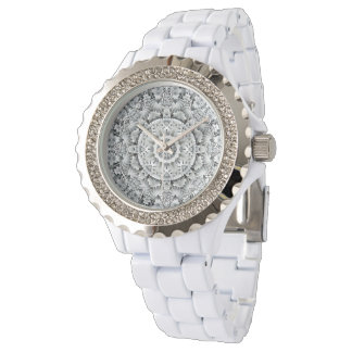 Zwart-wit  Fractal Kaleidoscoop Horloge