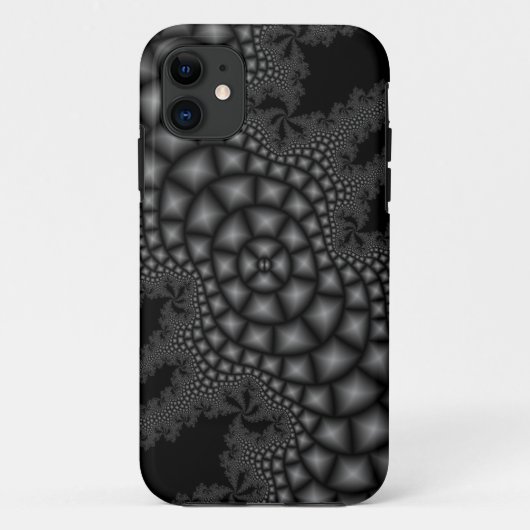 zwart-wit fractale kunst iphone hoesje (Achterkant)