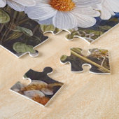 Zwart & Wit Frans Bulldog & Bloemen Legpuzzel (Zijkant)