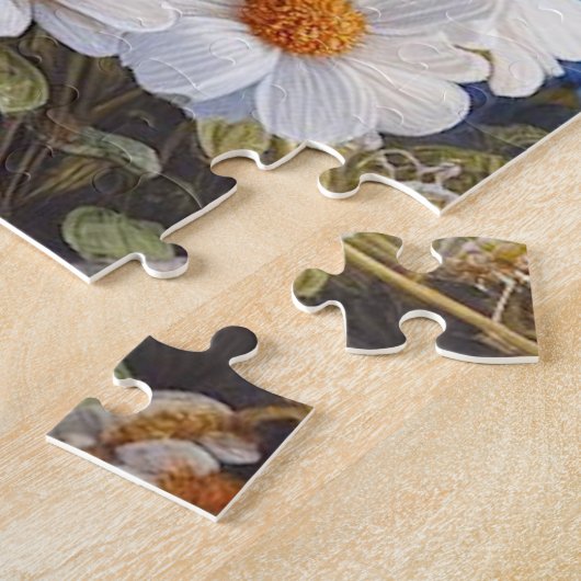 Zwart & Wit Frans Bulldog & Bloemen Legpuzzel (Zijkant)