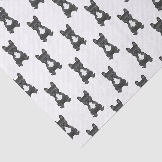 Zwart-wit Frans bulldog / Frenchie Pattern Tissuepapier (Detail)