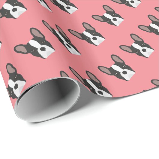 Zwart-wit Frans Bulldog inpakpapier (Rol Hoek)