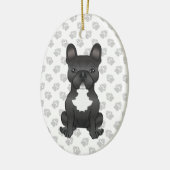 Zwart-wit, Frans Bulldog Keramisch Ornament (Links)
