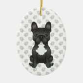 Zwart-wit, Frans Bulldog Keramisch Ornament (Voorkant)