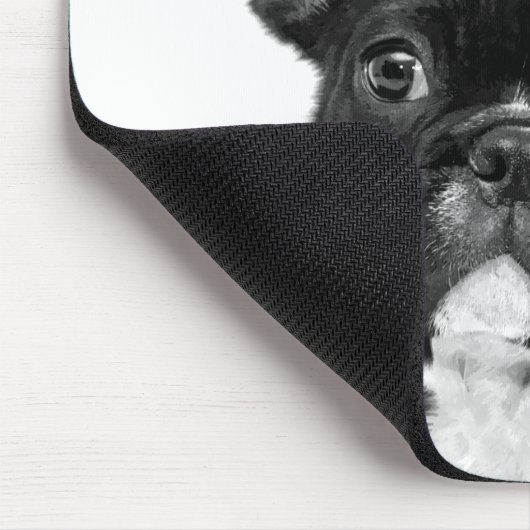 Zwart-wit, Frans Bulldog-portret Muismat (Hoek)