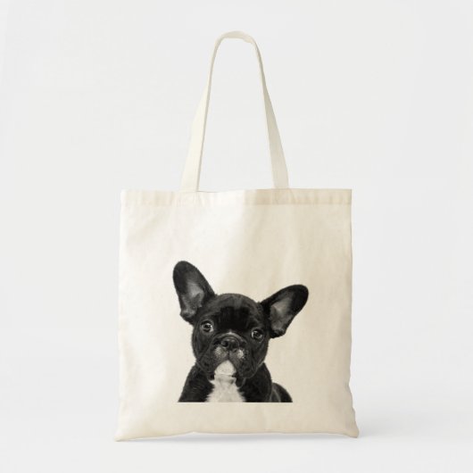 Zwart-wit, Frans Bulldog-portret Tote Bag (Voorkant)