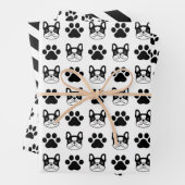 Zwart wit, Frans Bulldog Wrapping Paper Set van 3 (In situ)