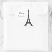 Zwart-wit Frans Polka Dots Eiffeltoren Ronde Sticker (Tas)