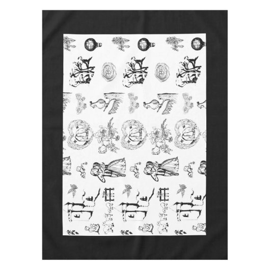 Zwart-wit Frans thema Toile tafelkleed (Voorkant)