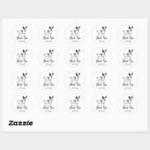 Zwart-wit Franse Bulldog Dank u Ronde Sticker (Vel)