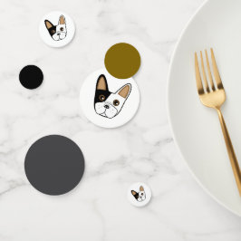 Zwart-wit Franse Bulldog Face Table Confetti