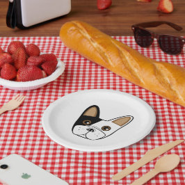 Zwart-wit Franse Bulldog Gezicht Papieren Bordje