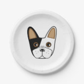 Zwart-wit Franse Bulldog Gezicht Papieren Bordje (Voorkant)