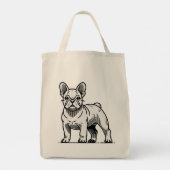 Zwart-wit Franse Bulldog Illustratie Tote Bag (Achterkant)