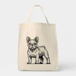 Zwart-wit Franse Bulldog Illustratie Tote Bag