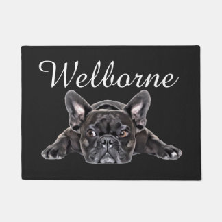 Zwart Wit Franse Bulldog Puppy Tekening Geschilder Deurmat