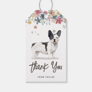 Zwart-wit Franse Bulldog Verjaardag Dank u Cadeaulabel