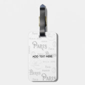  zwart-wit Franse Parijse typografie Bagagelabel (Achterkant verticaal)