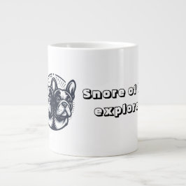 Zwart-wit Frenchie Snore Explorer Grote Koffiekop