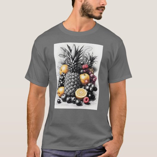 Zwart-wit fruit t-shirt (Voorkant)