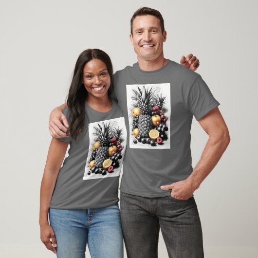 Zwart-wit fruit t-shirt (Unisex)