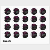 Zwart, wit, fuchsia swirl bijpassende envelop afdi ronde sticker (Vel)