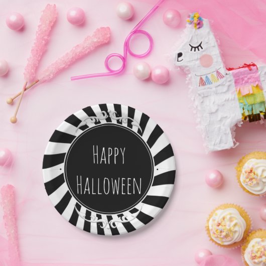 Zwart-wit Fun Whimsical Stripes Party Papieren Bordje (Feest)