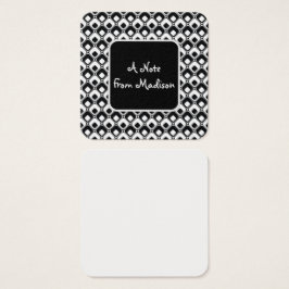 Zwart-wit Funky afgeronde vierkanten Patroon Notit Vierkante Visitekaartjes