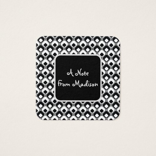 Zwart-wit Funky afgeronde vierkanten Patroon Notit Vierkante Visitekaartjes (Voorkant)
