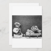 Zwart-wit Funny Cat Christmas Kaart (Voorkant / Achterkant)