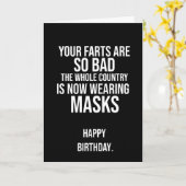 Zwart-wit Funny Fart en Mask Verjaardag Kaart (Gele Bloem)