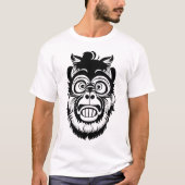 Zwart-wit Funny Monkey stijl T-shirt (Voorkant)