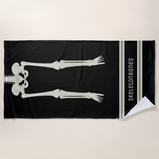 Zwart-wit Funny Skeleton Legs Strandlaken (Voorkant)