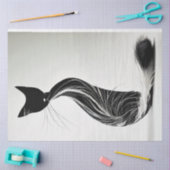 Zwart Wit Fury Silhouet Kat Decoupage Tissuepapier (Craft)