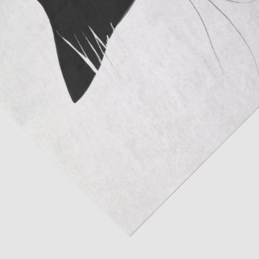 Zwart Wit Fury Silhouet Kat Decoupage Tissuepapier (Detail)